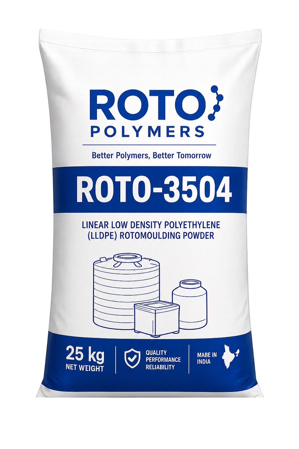 Roto Polymers premium virgin LLDPE rotomoulding powder bag